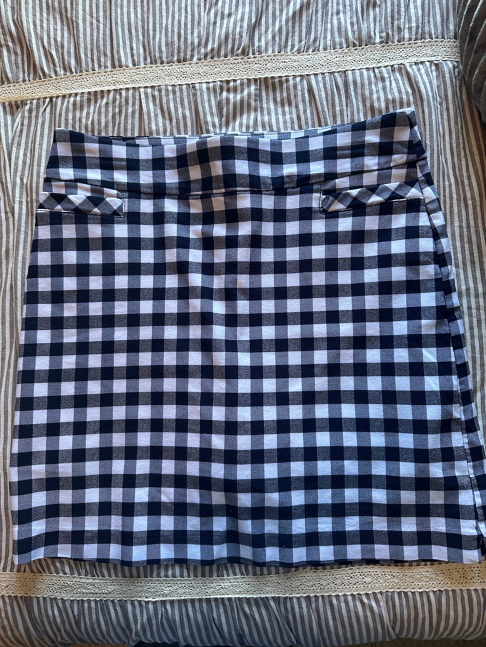 Kim Rogers Navy and White Gingham Mini Skort